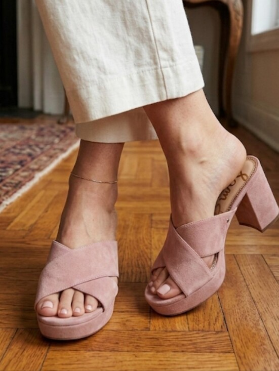 Sam Edelman Shoes - Sam Edelman Jayne Women's Wedge Sandals Tan Suede Size 10 Dusty Rose